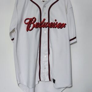 Budweiser Men's Jersey in White with Red Accents